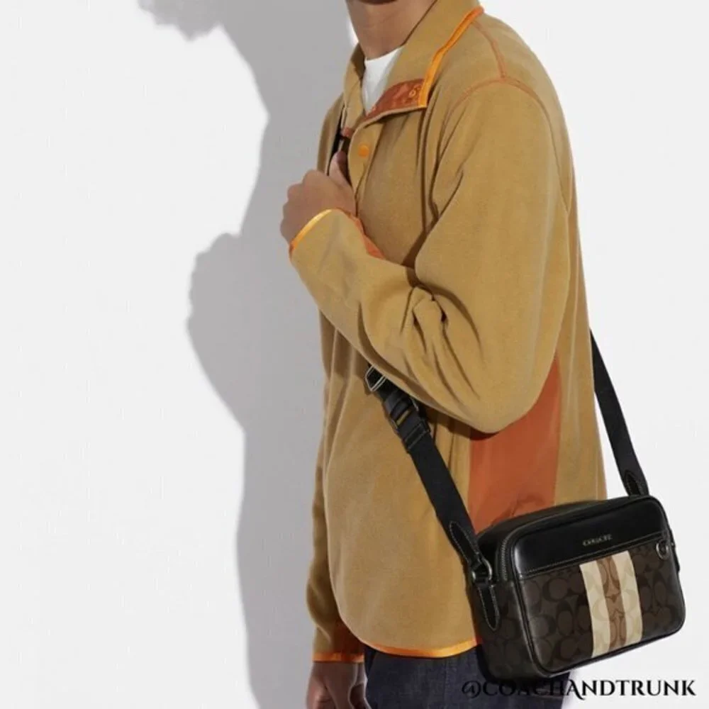 COACH Graham Crossbody In Blocked Signature Canvas With Varsity Stripe NWT